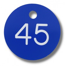 Numbered Tags 1 to 100 – 30mm Engraved ABS Plastic (Pack of 100) - Blue